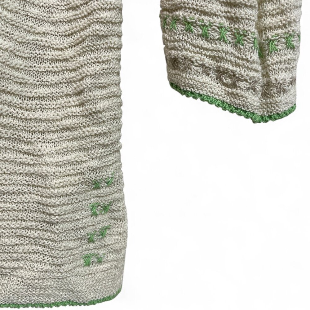 J Jill Womens Cream Light & Airy Knit Textured Embroidered Coastal Beach Sweater - Picture 6 of 7